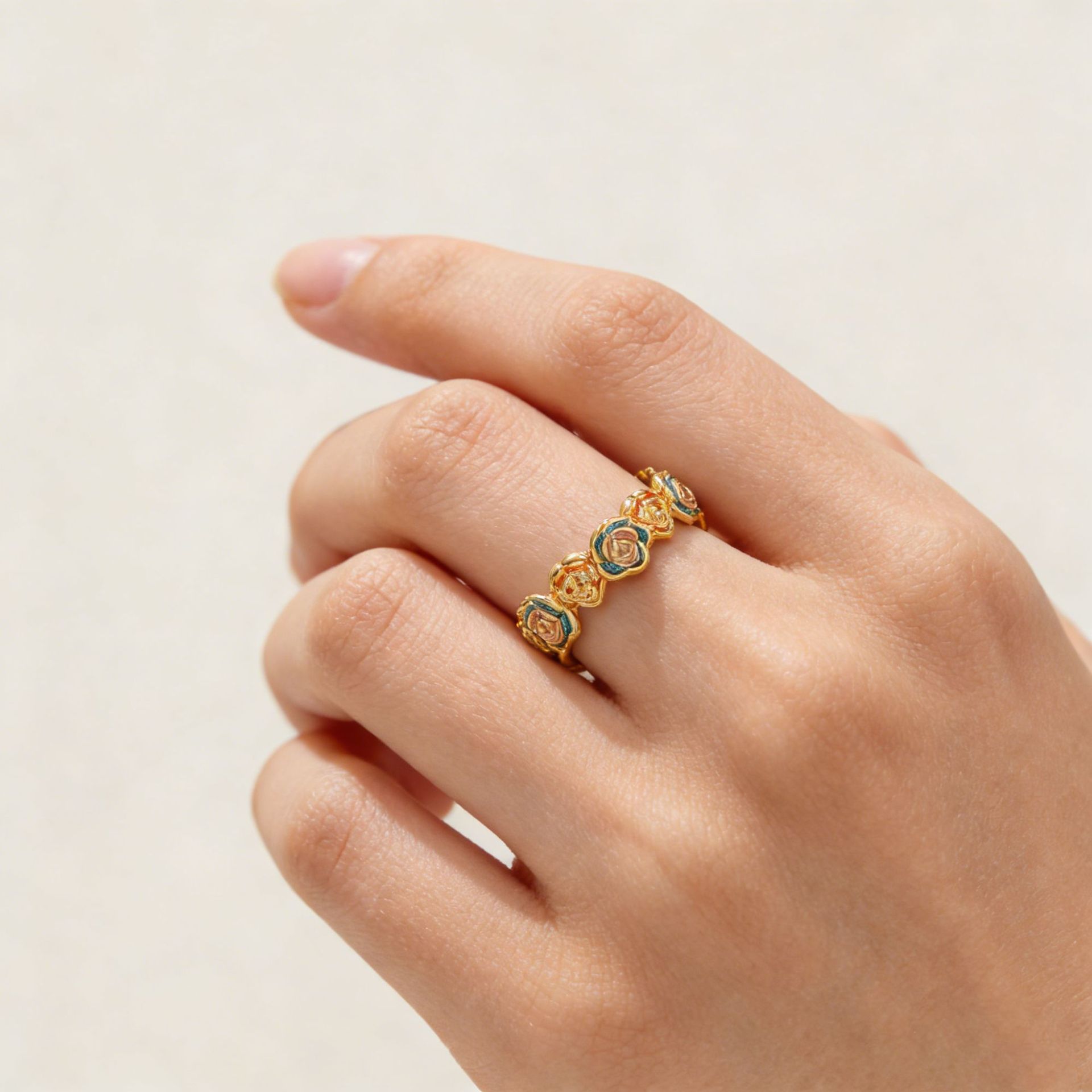 Hyacinth New Chinese-style enamel filigree ring Women's light luxury retro niche design Open ring, Douyin Hit Ring details Picture