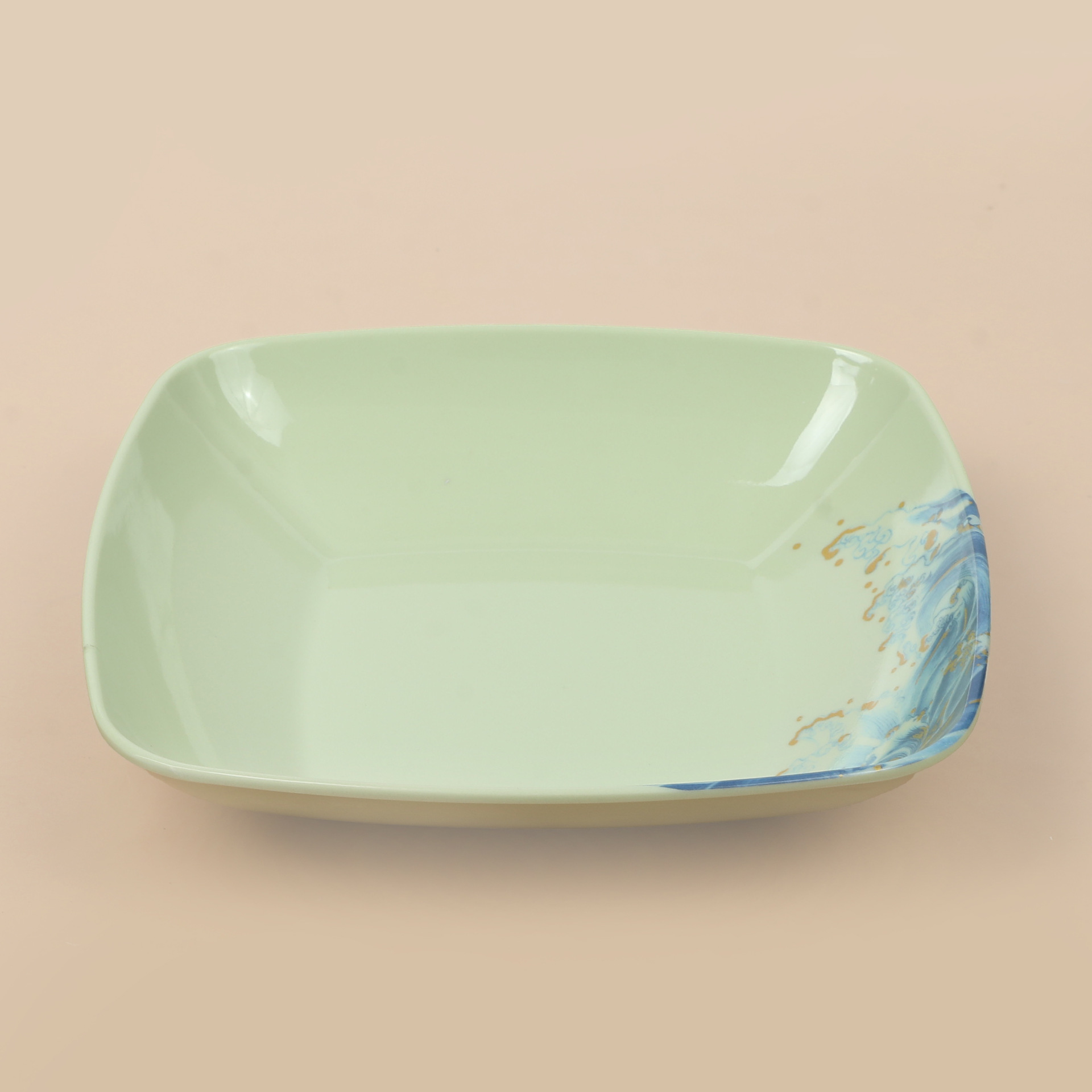 Customized melamine square rice roll plates for commercial restaurants and hotels, green stir-fried rice plates for hot pot restaurants Item Picture