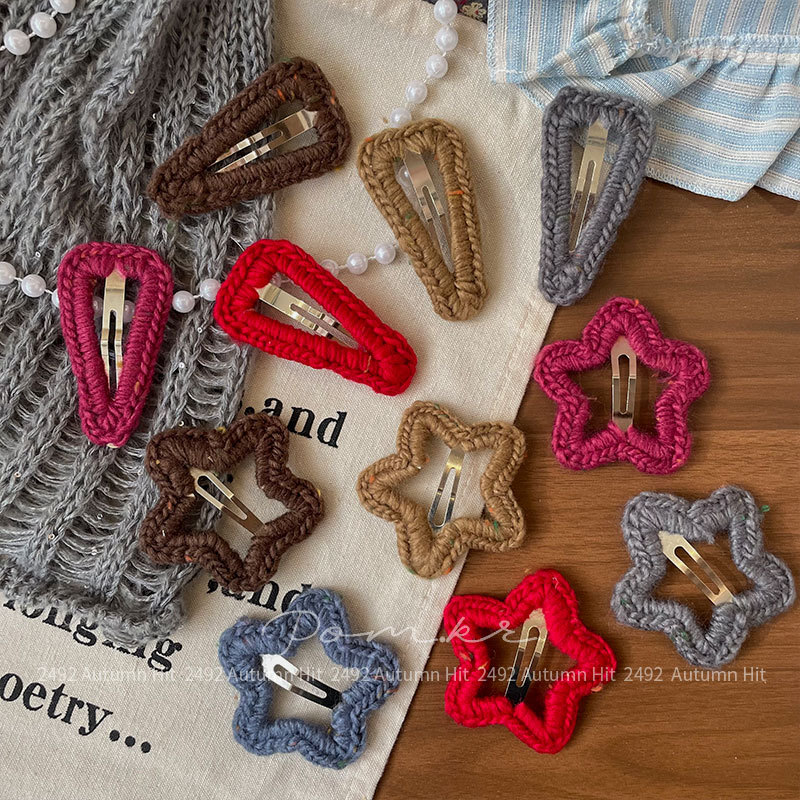 New korea handwork hilo pentagrama horquilla otoño gotas de agua niños lateral pelo roto pinza broche broche mujer punto estrella estilo horquilla multicolor colección otoño invierno chica cute todos los días vintage tocados Application Scenario