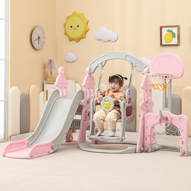 Children's slide, swing, multi-in-one set, small indoor home kindergarten, baby and children's playground toy details Picture