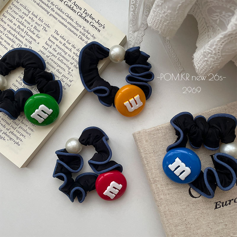 韩国新款m豆布艺弹力小肠发圈儿童宝宝发饰马尾丸子头发圈发饰女