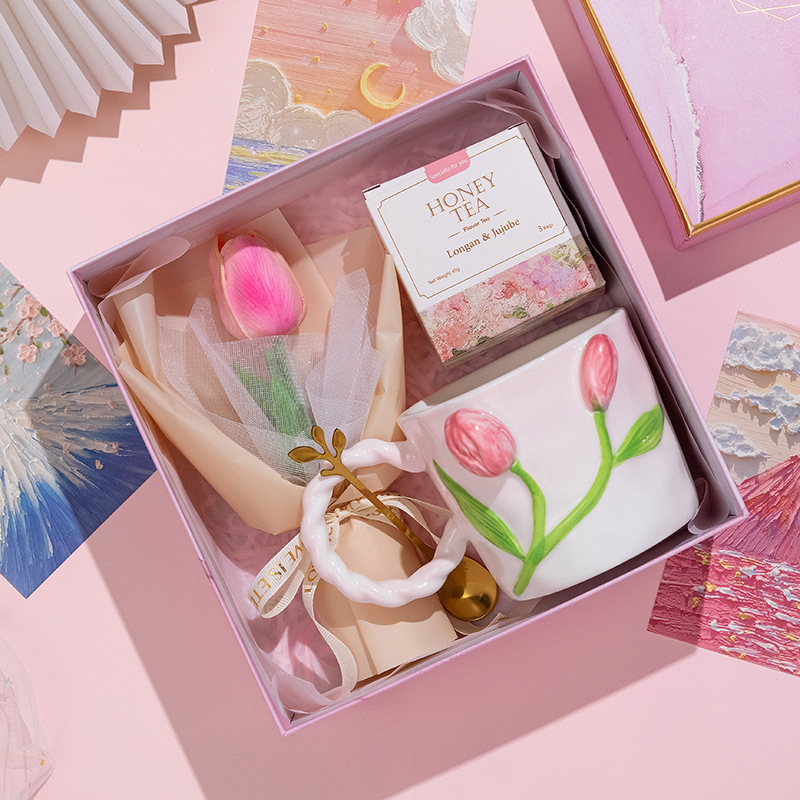 闺蜜结婚伴娘伴手礼套装情人节礼物美容院活动礼品郁金香杯子定制