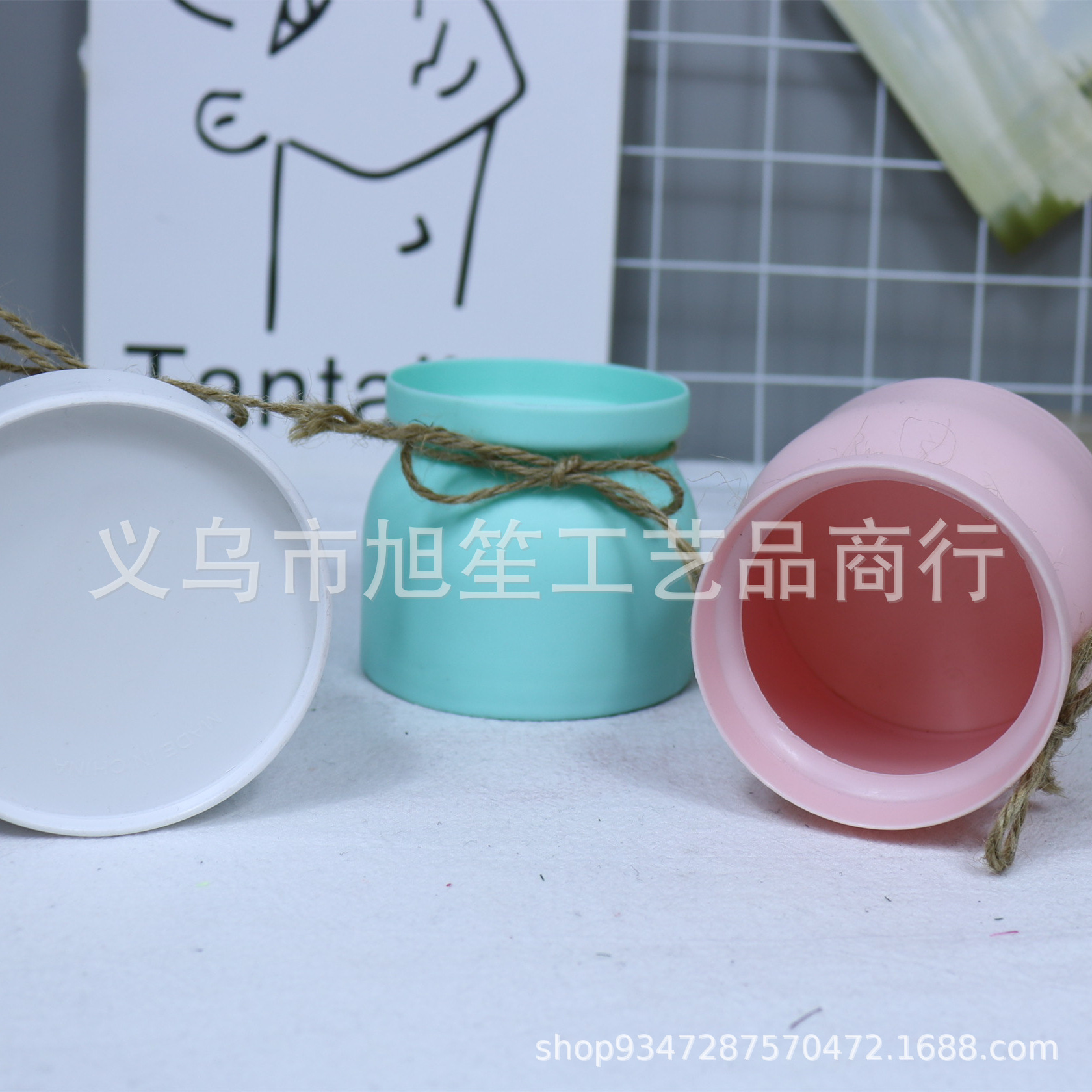 Direct sales and wholesale of macaron small flower POTS, simulated rose decorative lanyards, wedding hotel props and decorations from the manufacturer Specification image