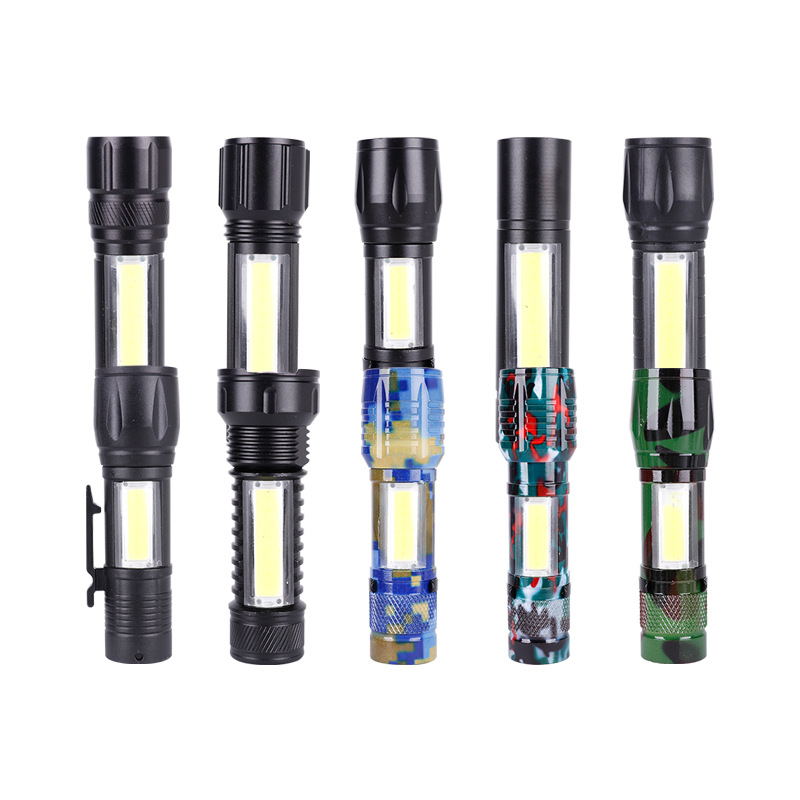 Mini outdoor high-intensity rechargeable flashlight, COB side light, aluminum alloy led plastic portable 511 small flashlight Item Picture