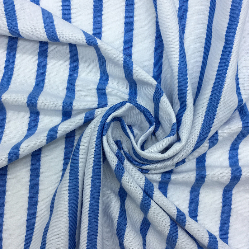 21S cotton plain weave 180g pure cotton single-sided striped sweatshirt, skin-friendly colored striped T-shirt short-sleeved fabric