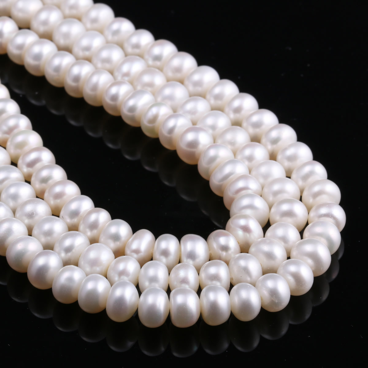 Natural freshwater pearl four-sided glossy, 36cm long semi-finished pearl necklace, nearly round pearl loose beads, DIY beads Item Picture