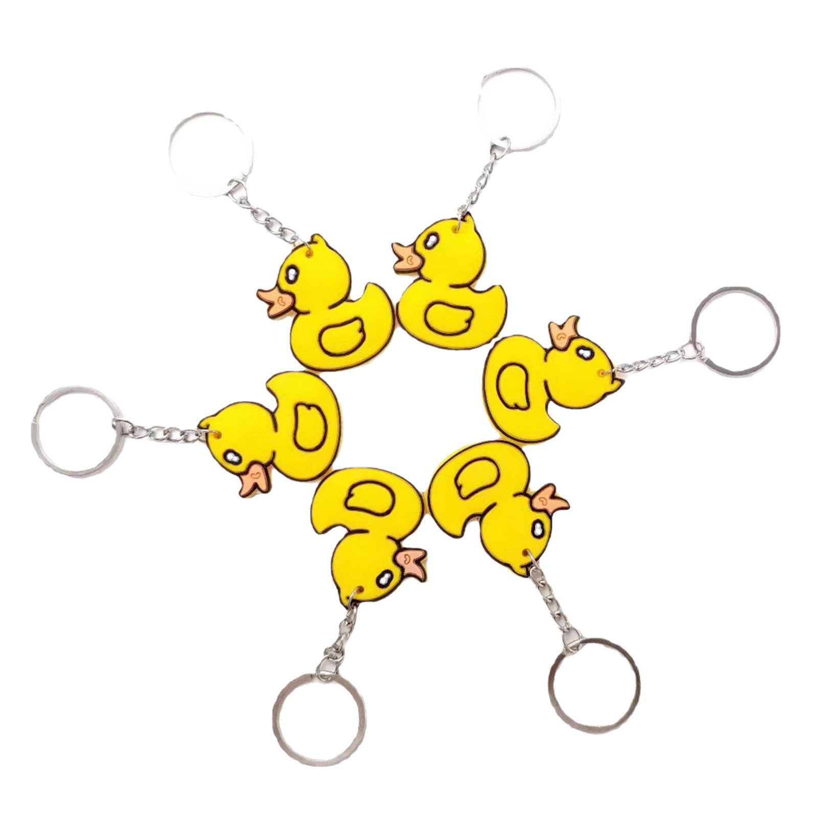 Wholesale cartoon PVC soft rubber little yellow duck keychains, personalized pendants, small gifts and cute accessories Item Picture