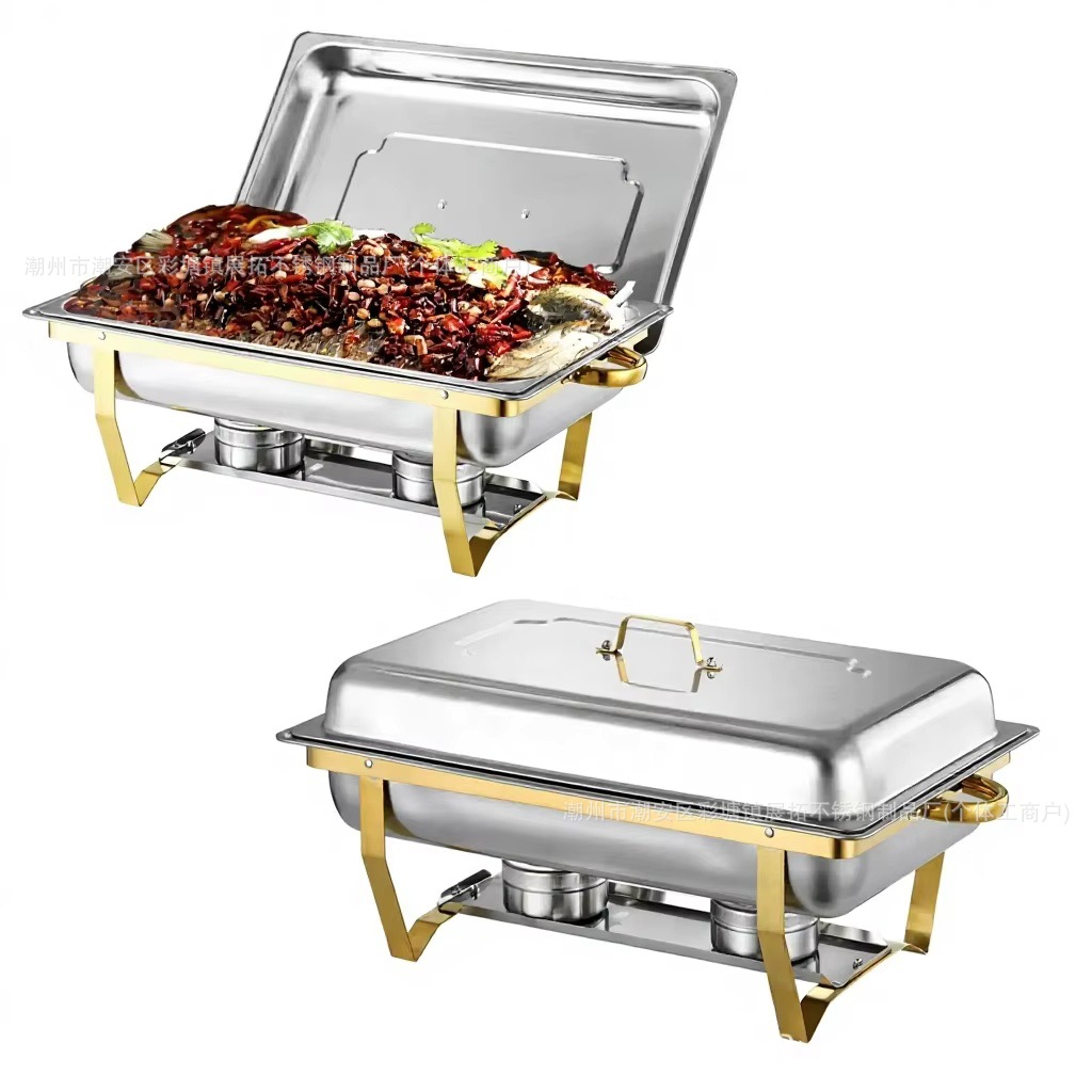 Cross-border stainless steel buffet stove, hotel golden dining stove, insulated dish set, commercial Buffet stove, alcohol heating Application Scenario