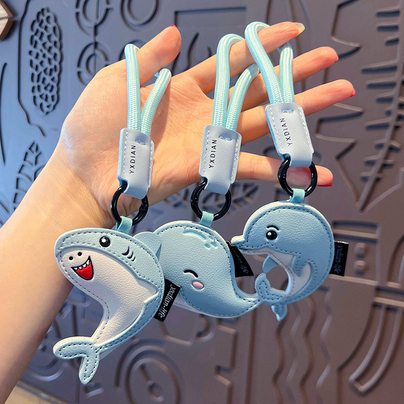 创意PU皮革海洋生物钥匙扣公仔挂件可爱海豚书包钥匙链挂饰小礼品细节图