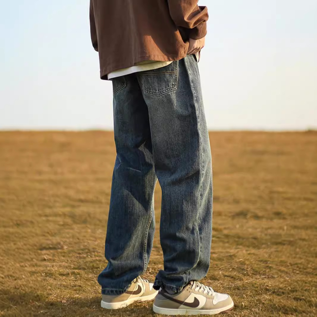 NASA vintage washed jeans for men Spring/Autumn 2025 American high street loose wide-leg straight-leg trousers details Picture