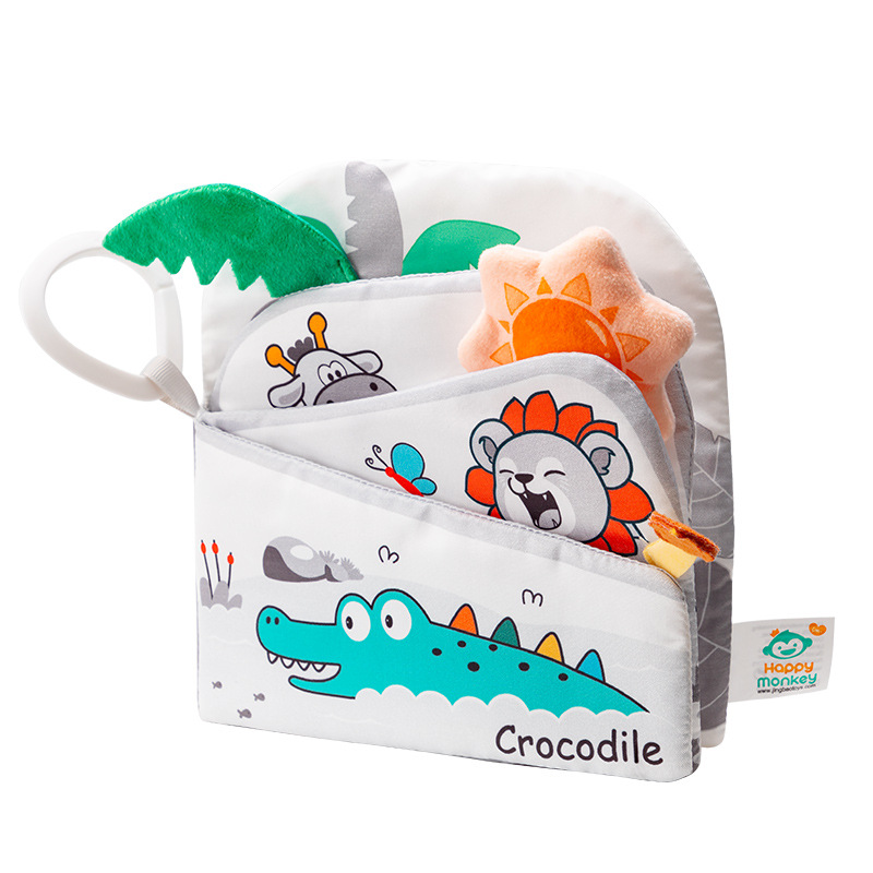 Happy monkey 3D Cloth Book is a visual training toy for babies. It can be torn and chewed Item Picture
