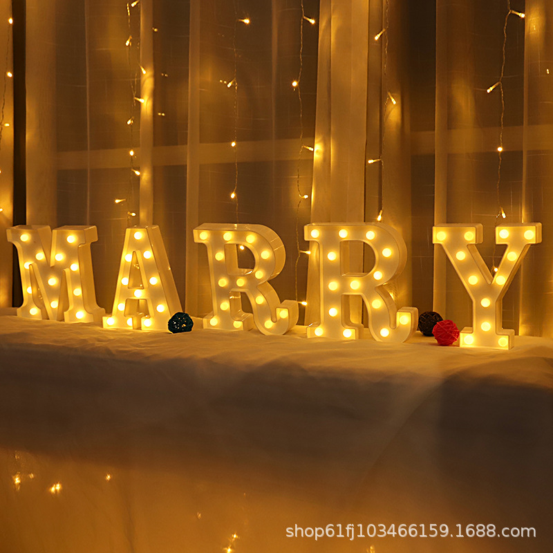 Factory wholesale 26 English letter lights, LED symbol shaped lights, wedding night lights, birthday proposal and confession lights Application Scenario