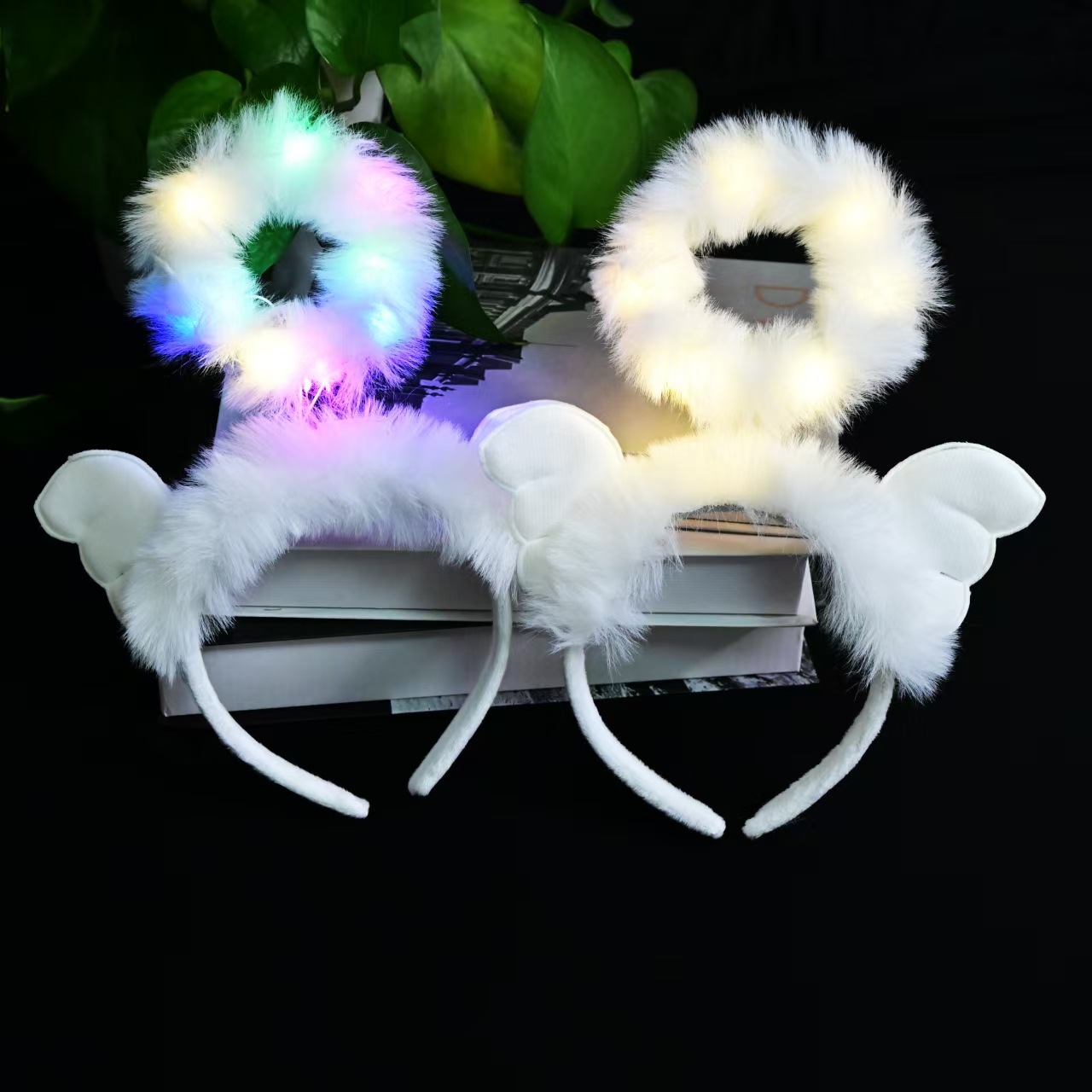 New hair bands, feather angel headbands, cos headwear, forest-themed luminous toys, popular wholesale items for night market stalls