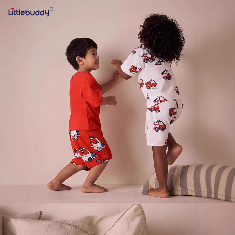 Wholesale of new summer cartoon dinosaur print short-sleeved T-shirt casual two-piece set for boys in 2025 Specification image