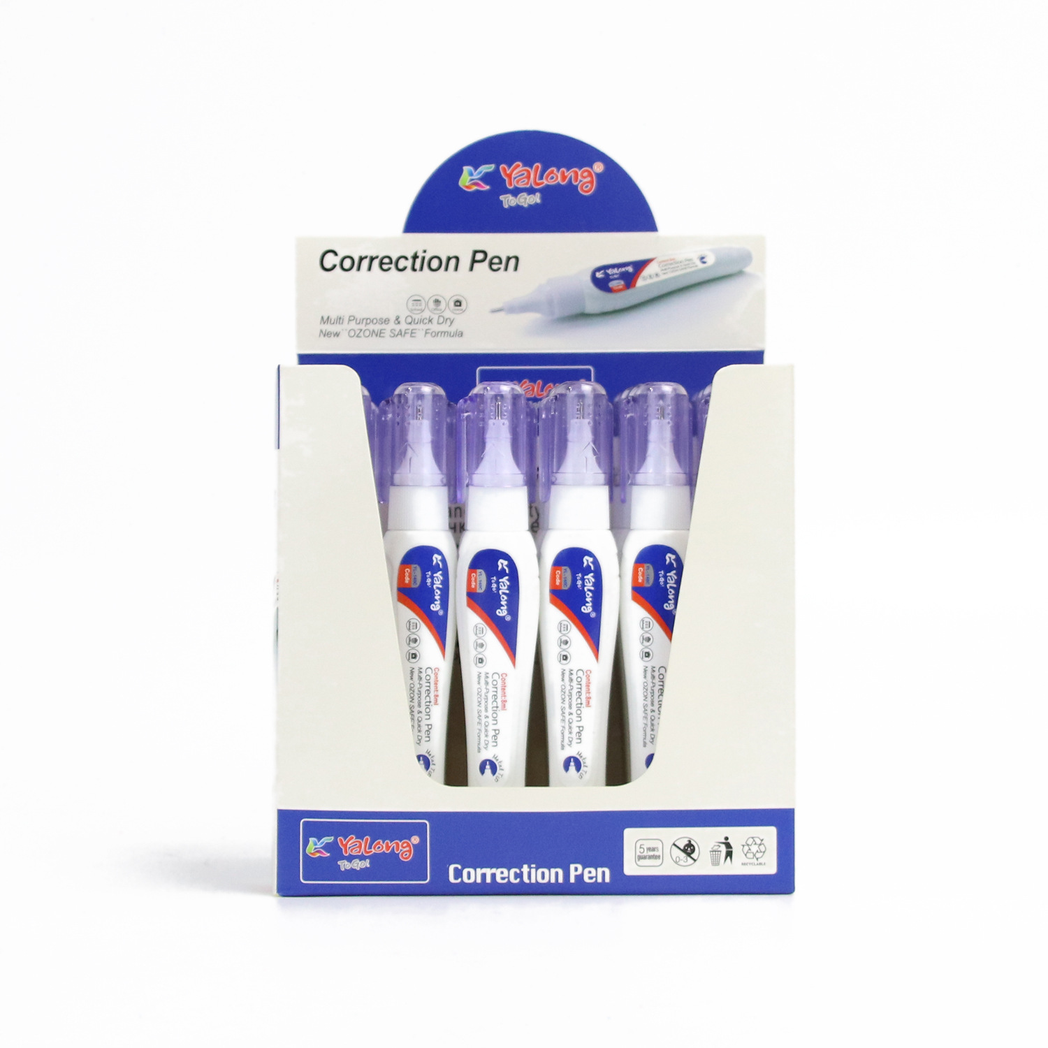 Yalong Cross-border Student New quick-drying smooth metal nib correction pen, non-toxic white student correction liquid details Picture