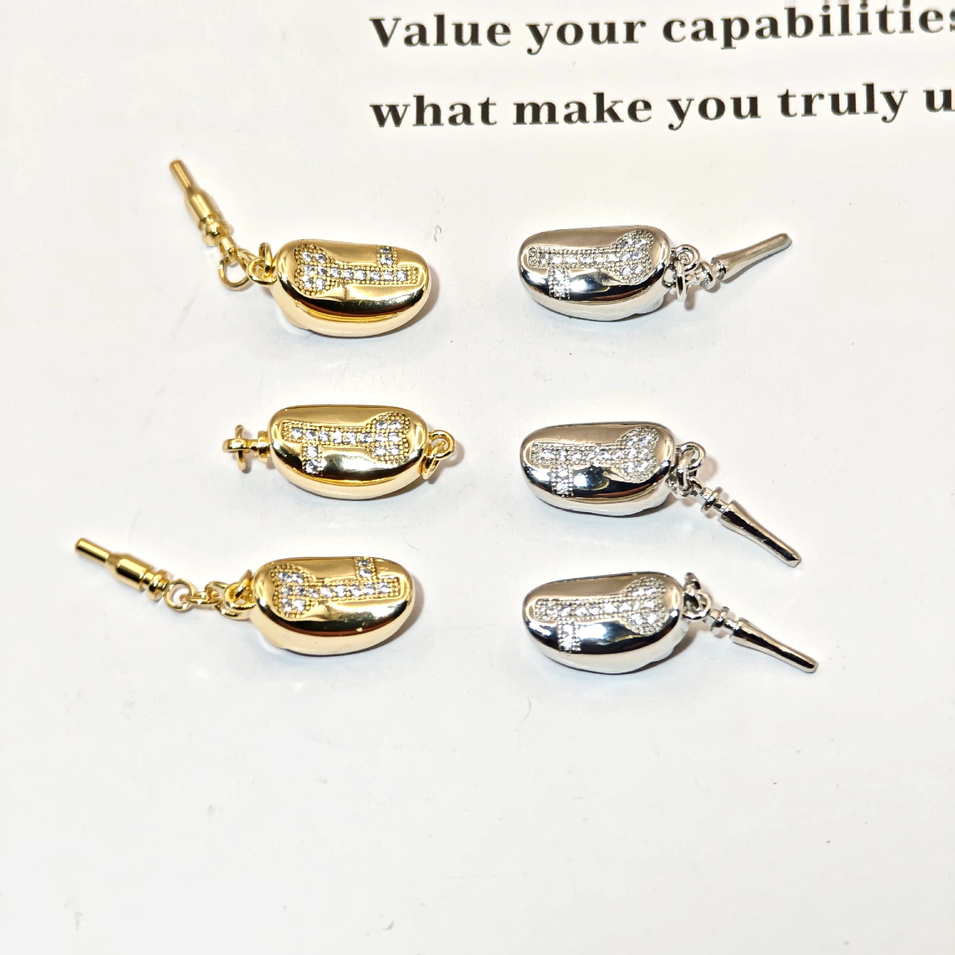 Color-preserving micro-inlaid zircon ingot clasp pearl clasp DIY handmade bracelet necklace connecting clasp accessory piece Specification image