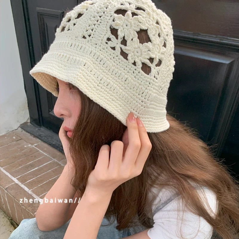 Cross border handwoven sombrero de pescador algodón versátil sombrero de lavabo primavera verano nuevo estilo simple sombrero de lana elegante sombrero vintage details Picture
