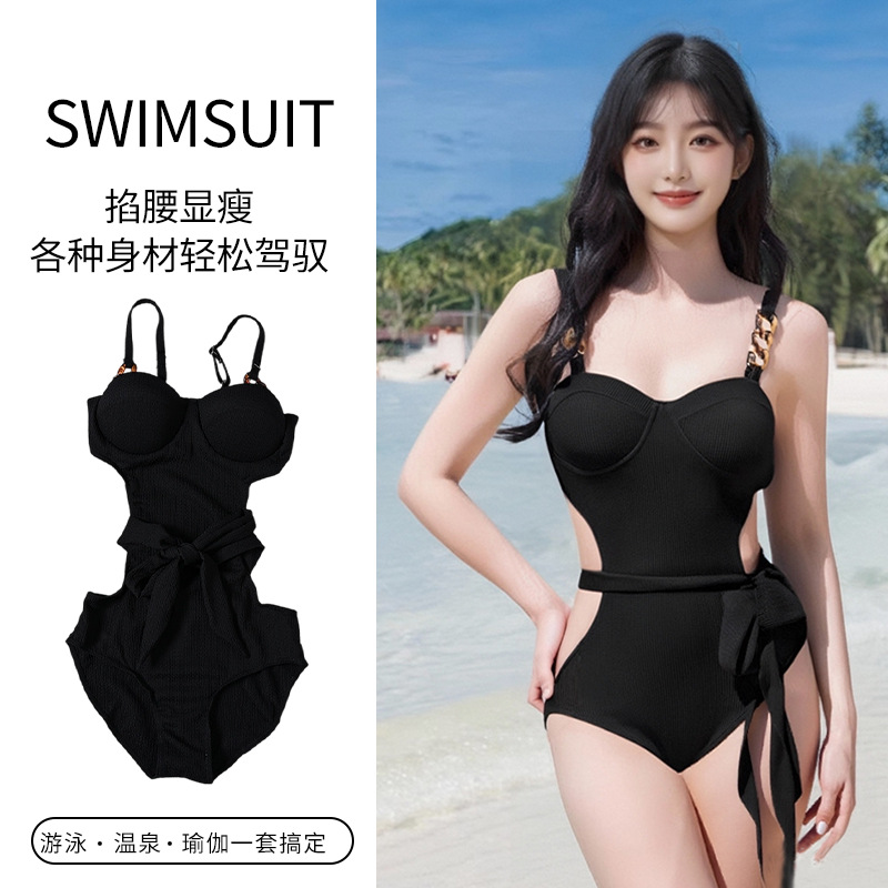 New large-sized women's swimsuits that hide flesh, make them look slimmer, gather the chest and hide the belly. Large-sized women's swimsuits wholesale -107049