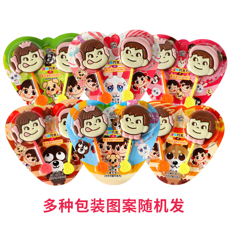 Japanese imported snack Fujiko Double Bar milk chocolate-shaped chocolate children's lollipop snack 24g*10 Application Scenario