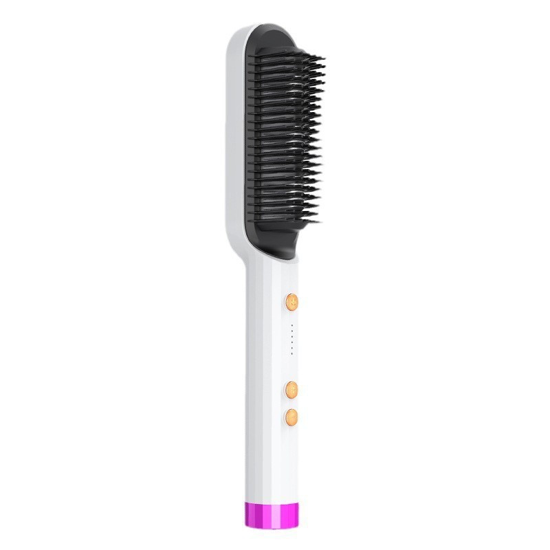 The new cross-border hair straightening comb, negative ion hair straightening device, is a dual-purpose electric hair straightening comb for both straightening and curling, with an inwardly fastened lazy curling iron Item Picture