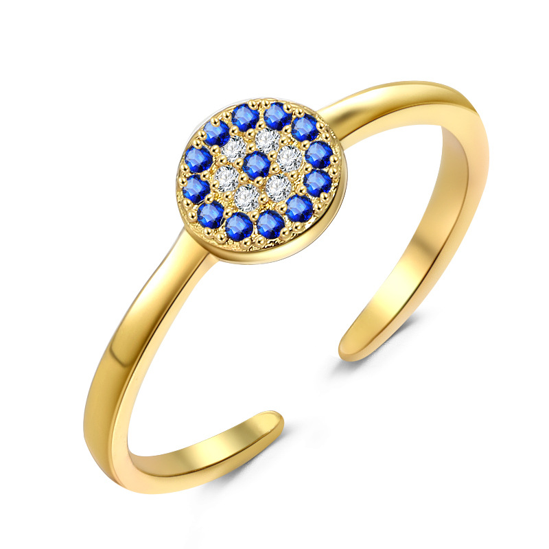 New copper-plated real gold cross-border jewelry, Devil's Eye Blue Eye Open ring, European and American jewelry manufacturer, one-piece consignment Item Picture