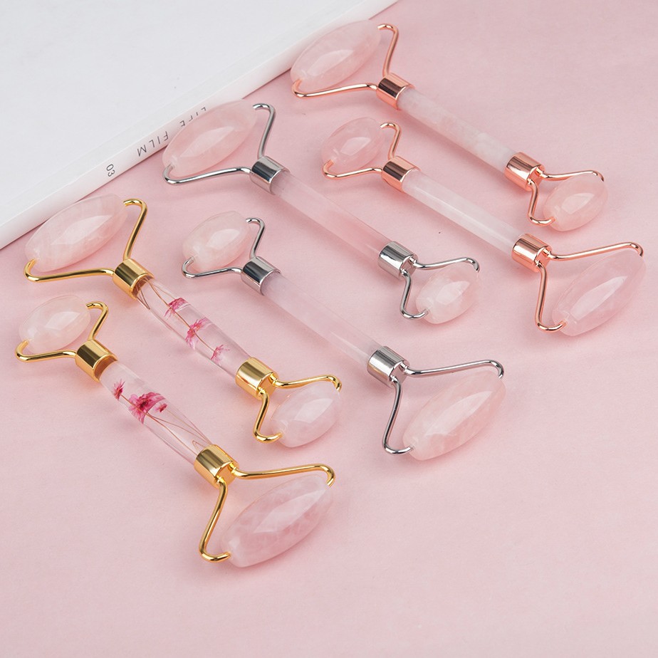 Natural quartzite, jade powder crystal, Dongling jade, roller, beauty container, face and eye massager, everlasting flower jade pusher