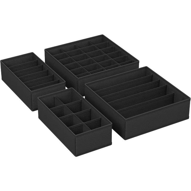 Beige separated underwear storage box, four-piece set, sock drawer storage, fabric 6-compartment, 7-compartment, 8-compartment, 24-compartment storage box Specification image