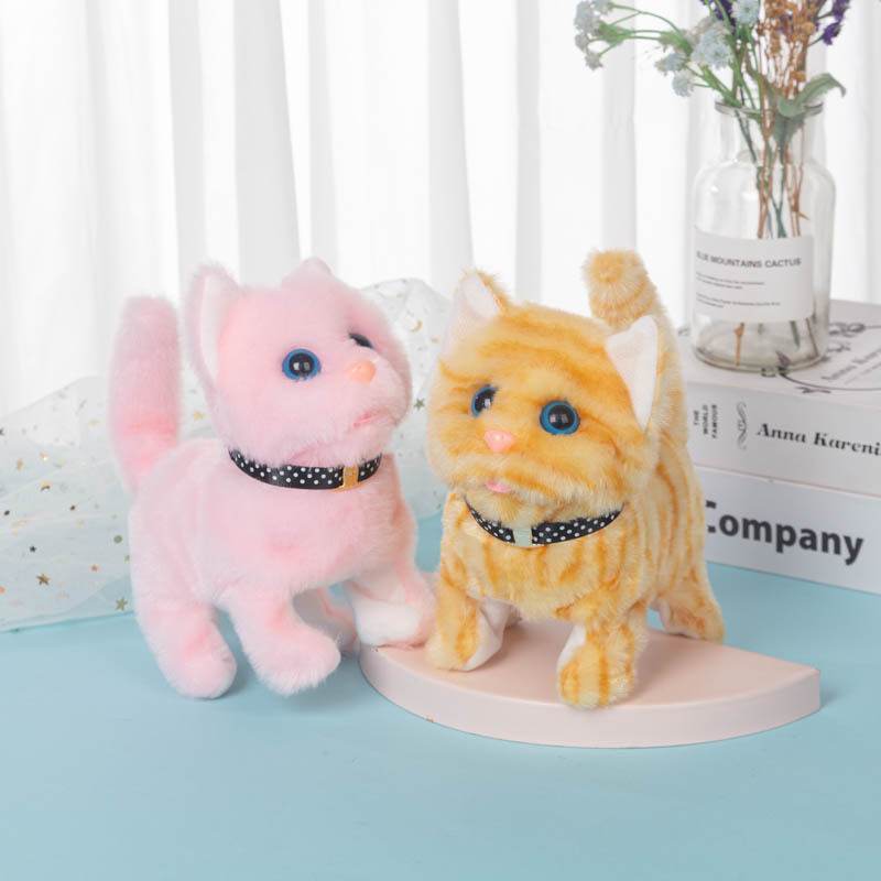 Realistic electric plush electronic cat, vivid meowing, wagging tail and nodding, cute pet cat children's toys wholesale details Picture