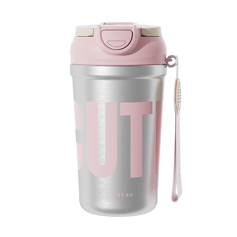 Insulated cup, office straw coffee cup, women's 2025 new model, high appearance level, stainless steel portable and simple water cup Item Picture