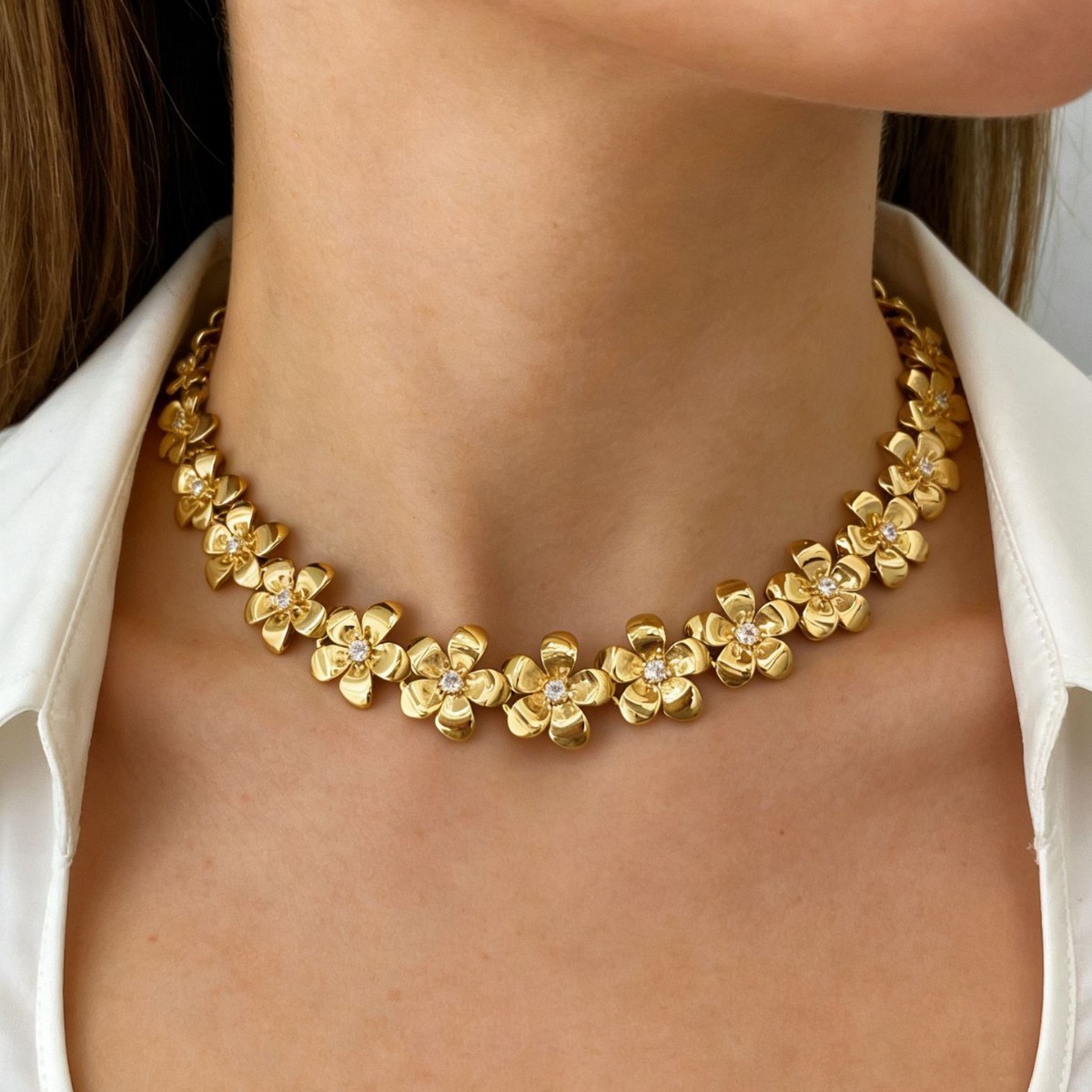Light luxury style, Oriental aesthetic flower bracelet necklace, new Chinese-style osmanthus blooming diamond-encrusted bracelet wholesale full figure