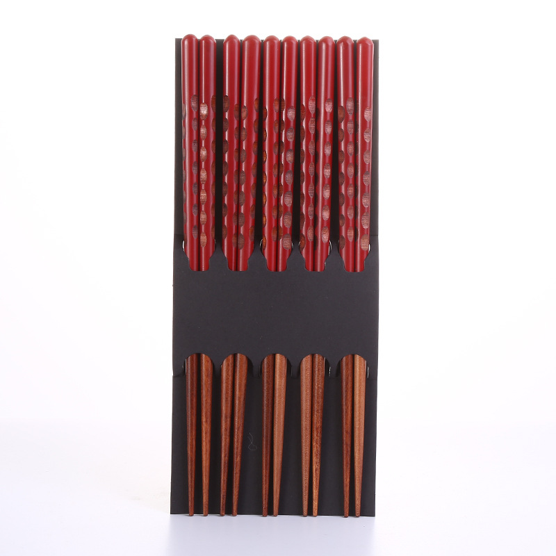 Factory wholesale, one person, one chopstick, Japanese-style threaded wooden chopsticks, household nanmu tableware, bamboo and wood gifts, solid wood chopsticks gifts Item Picture