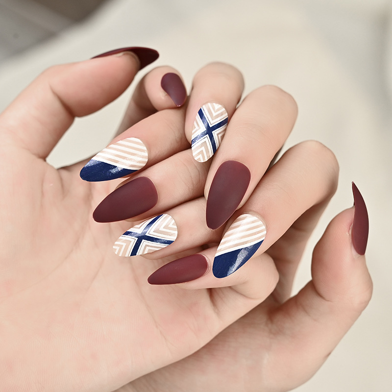 European and American matte long nail patches, wearable nails, 24-piece box nail patches, finished fake nail patches Specification image