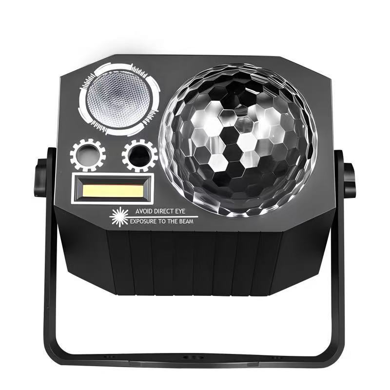Laser Magic Ball four-in-one seven-color rotating small magic ball light moving with sound stage light strip remote control LED projection light Item Picture