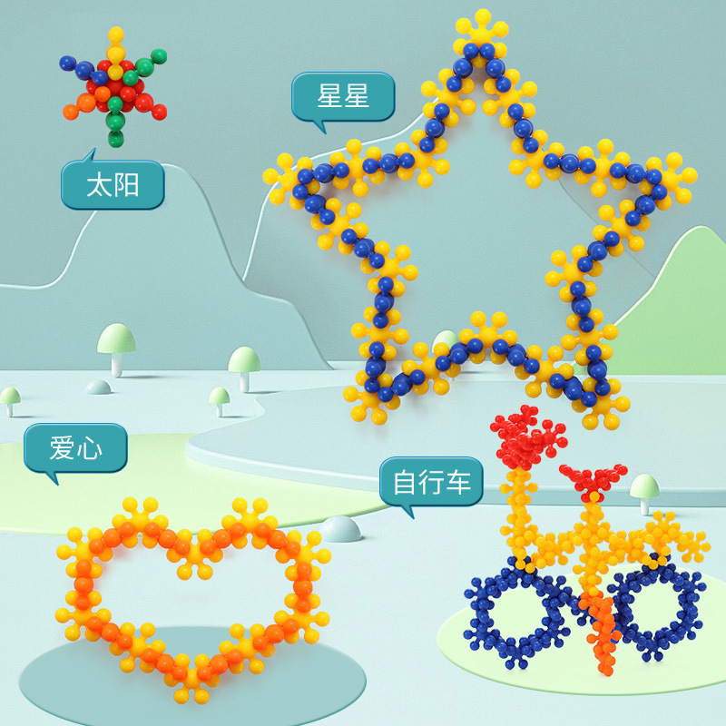 Hualong Toys' Little Plum Blossom building Blocks Desktop educational building blocks DIY plastic children's toy building blocks processing and customization Application Scenario