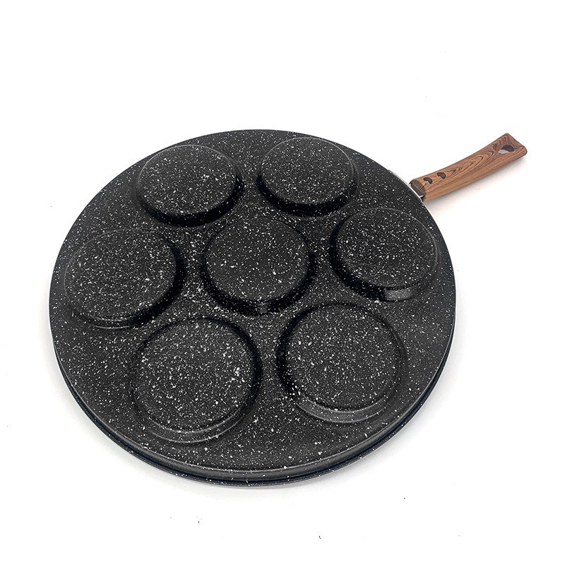 厂家直供七孔早餐锅多用锅麦饭石家用不粘蛋饺荷包蛋煎盘批发煎饼产品图