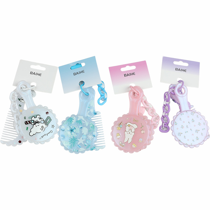 Baihe girly portátil cardado espejo set colgante cadena cuerpo maquillaje espejo bolsa colgante regalo Item Picture