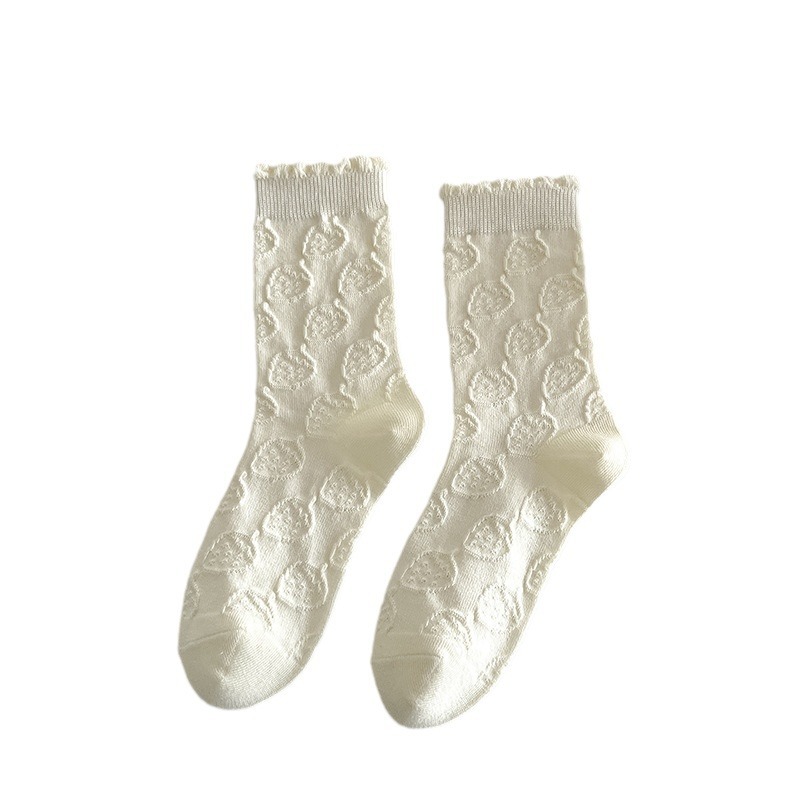 White socks for girls, Lolita mid-calf socks, cotton autumn and winter thin style, school style, Japanese JK, Korean style, pile socks Item Picture