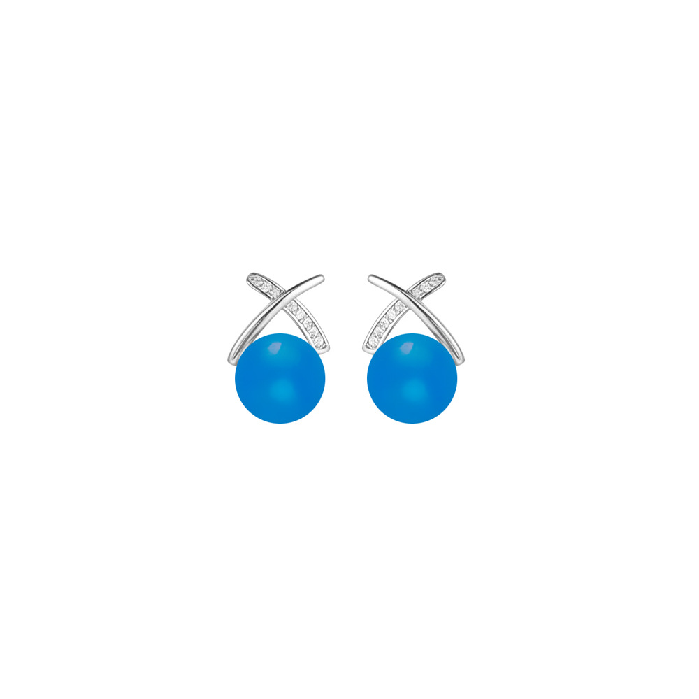 Blue cat's eye stud earrings, a fashionable, light luxury, niche and unique design with a cross-shaped high-end feel, are the latest trend in 2026 Item Picture