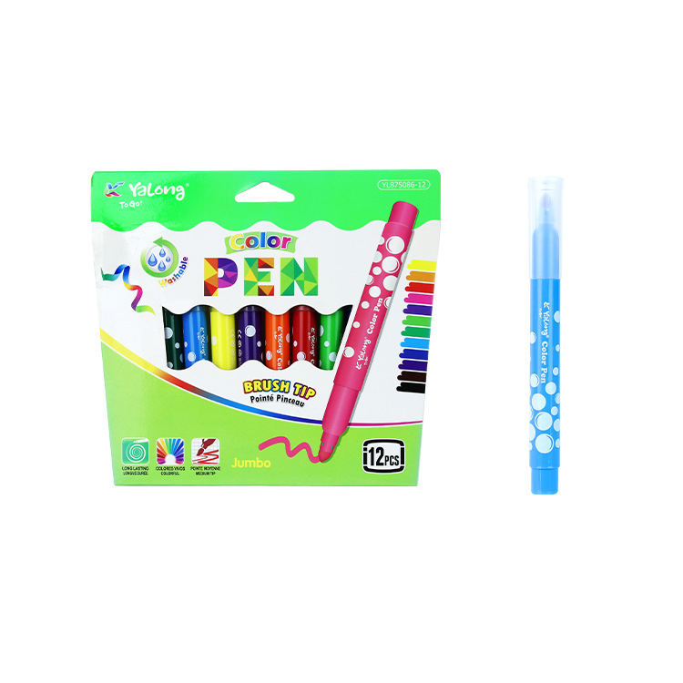 Yalong Cross-border 6/12 high-quality student art supplies in color, including colored pens, cartoon colors, and giant watercolor pen paintings