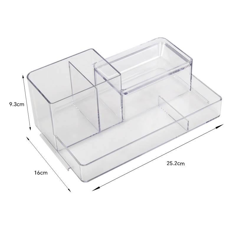 Cross-border desktop file five-compartment multi-functional storage box, transparent plastic stationery storage box, jewelry organization box Item Picture