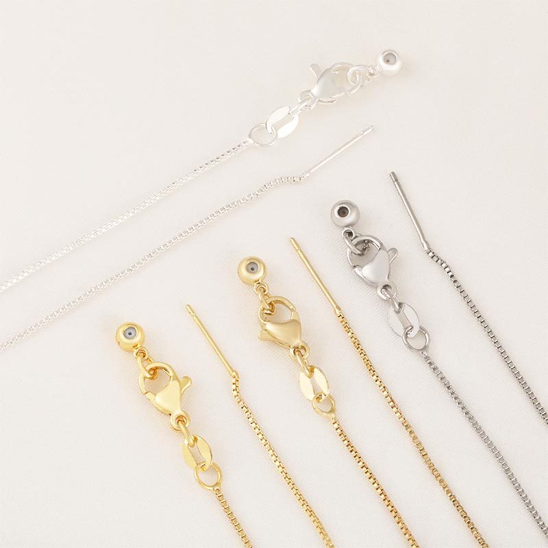 18k gold-plated universal needle necklace, 50 cm box chain, telescopic and adjustable, diy handcrafted chain details Picture