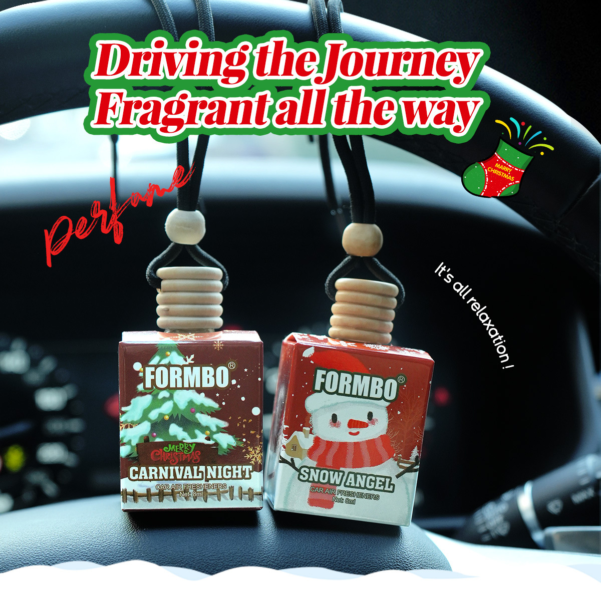 【 Cross-border Exclusive 】FORMBO Car Aroma Diffuser, car interior decoration, Christmas Festive Atmosphere, Odor Removal Aroma Diffuser Application Scenario