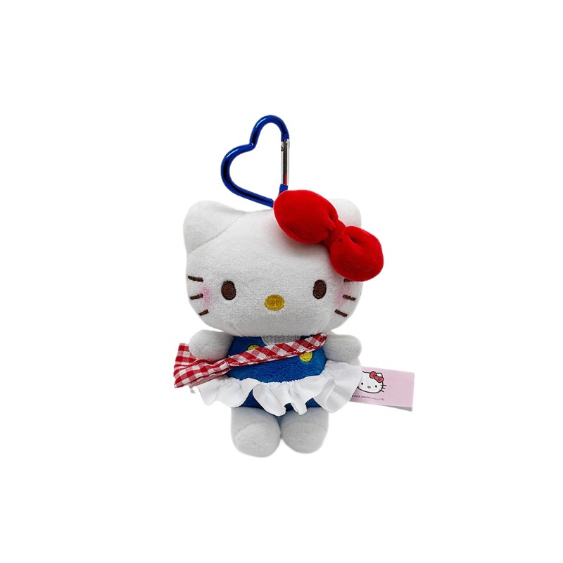 新款正版hellokitty小挂件kt毛绒公仔包包挂件kitty猫钥匙扣玩偶白底实物图