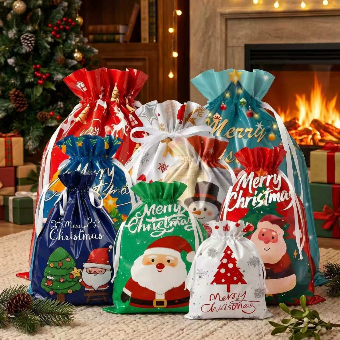 Decoraciones navideñas feliz navidad paquetes navideños bolsillos bolsas de regalo paquetes navideños bolsas de regalo bolsas de almacenamiento bolsas de regalo de fiesta