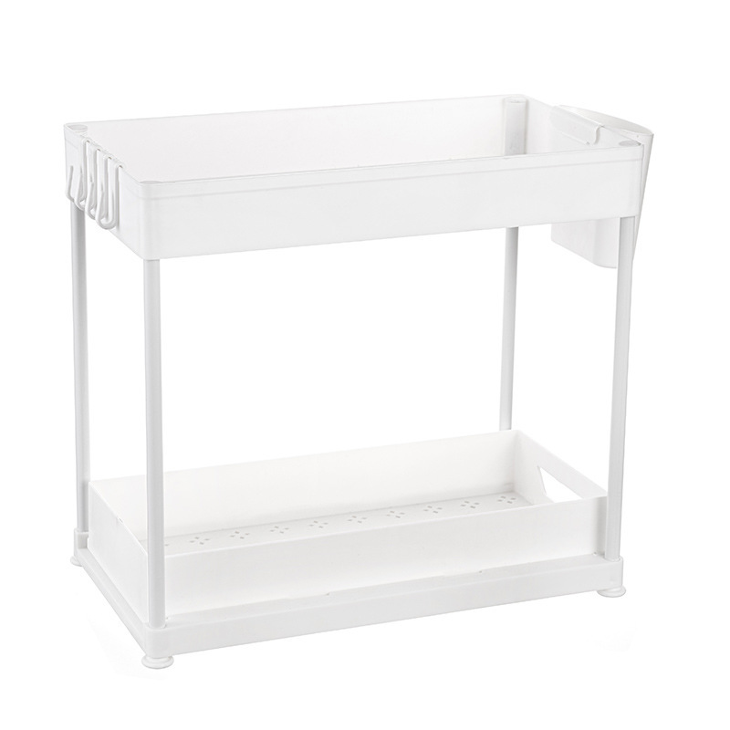 Cross-border double-layer plastic kitchen acrylic storage rack, multi-functional kitchen and bathroom draining basket, sink storage box Item Picture