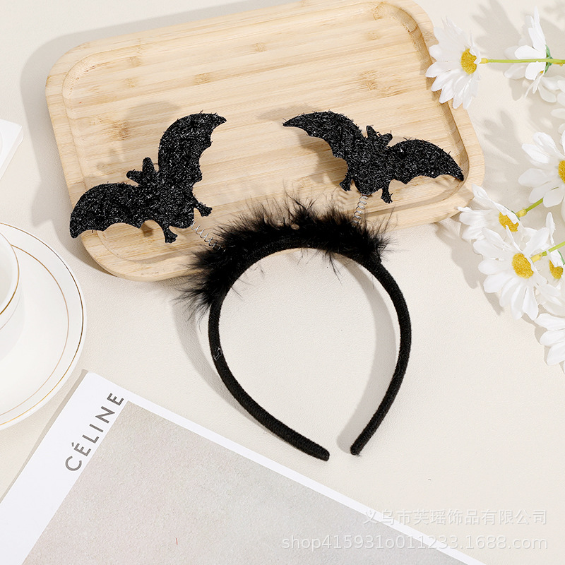 Halloween devil headband, party costume, creative spider web dance headband, Ghost Festival decoration props, bat headband details Picture