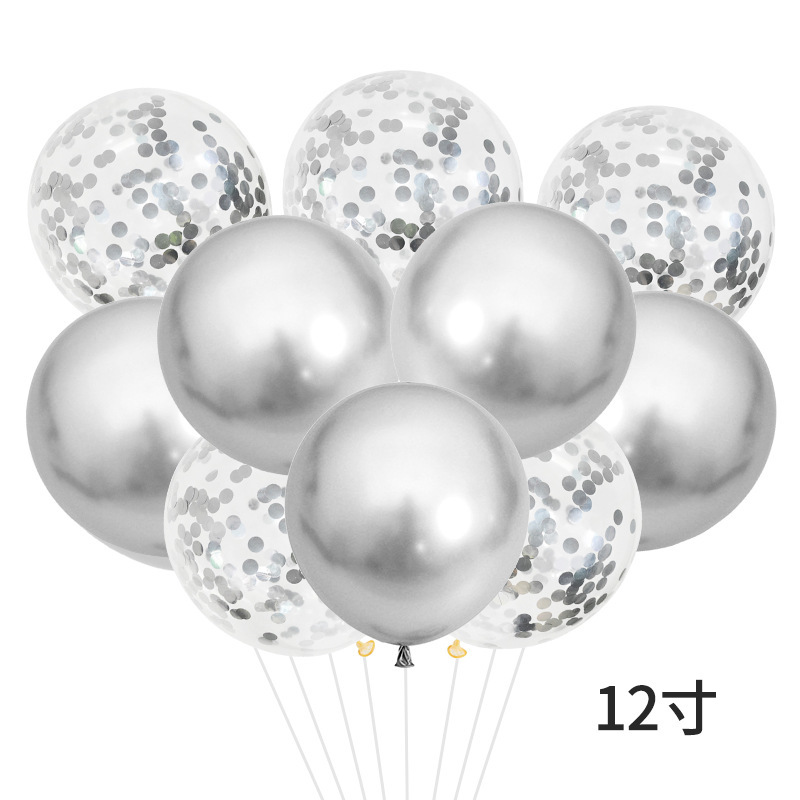 12-inch sequined latex balloon set, a popular birthday party decoration, transparent oversized balloons, party decoration balloons Specification image