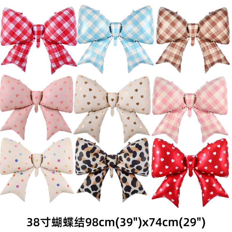 38-inch heart-shaped bow aluminum film balloon children's birthday background wall decoration balloon Valentine's Day party balloon details Picture