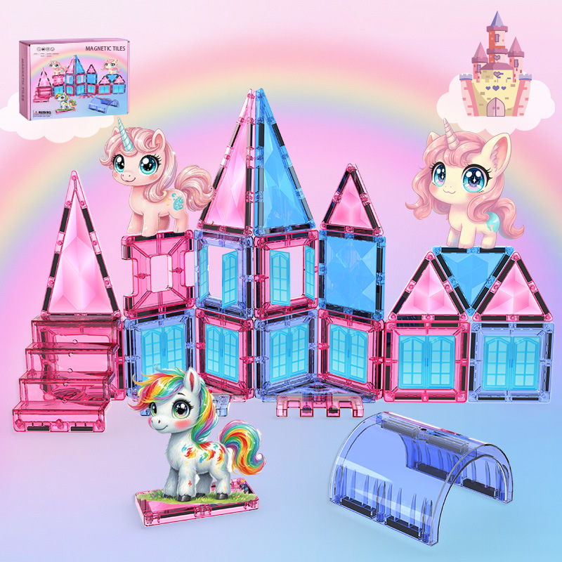 千曼7.5CM钻石面彩窗磁力片儿童益智强磁力积木透光建构片批发