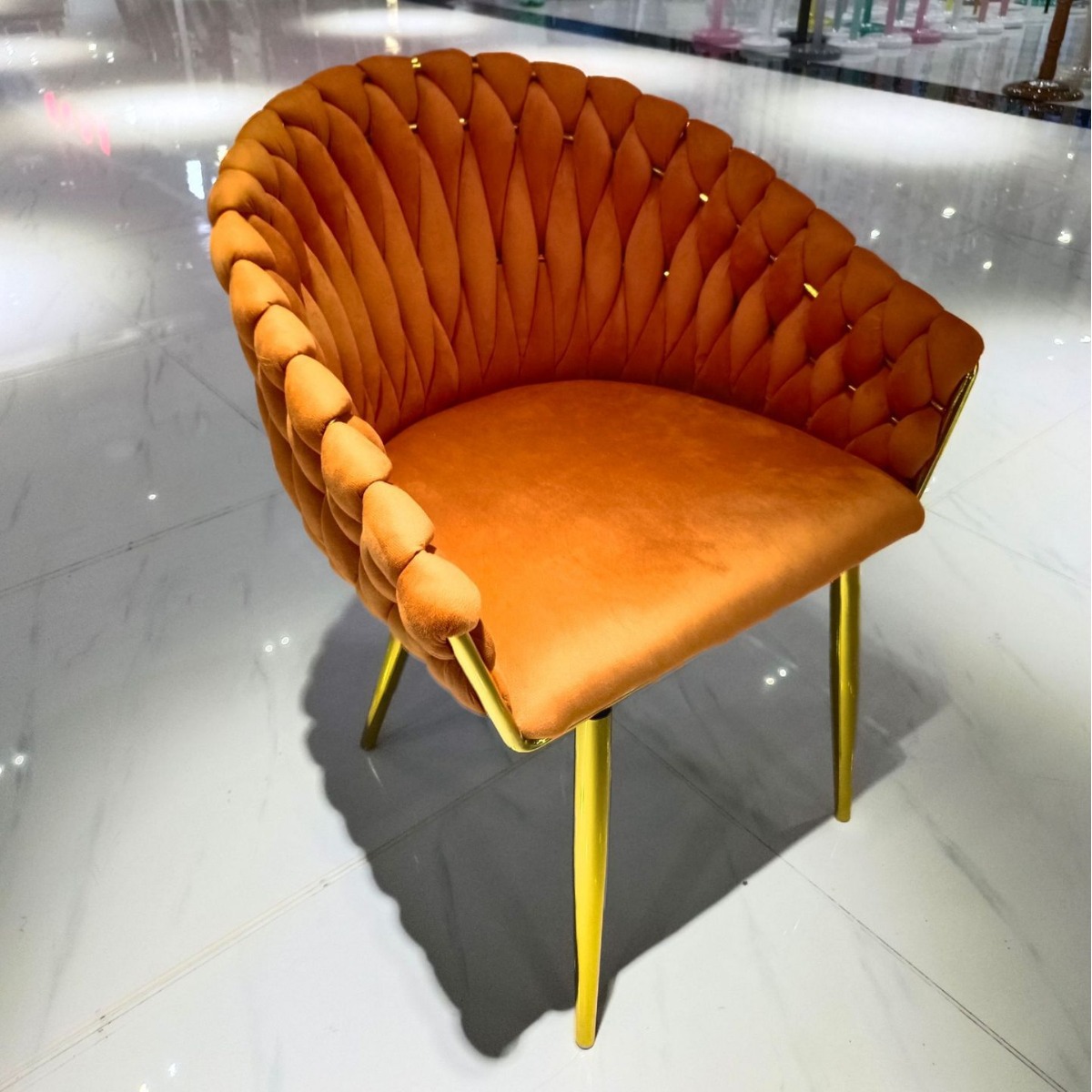Starlight woven chair for balcony, Nordic ironwork gilded light luxury rattan woven table and chairs, popular coffee shop, golden personality, simple and elegant Application Scenario